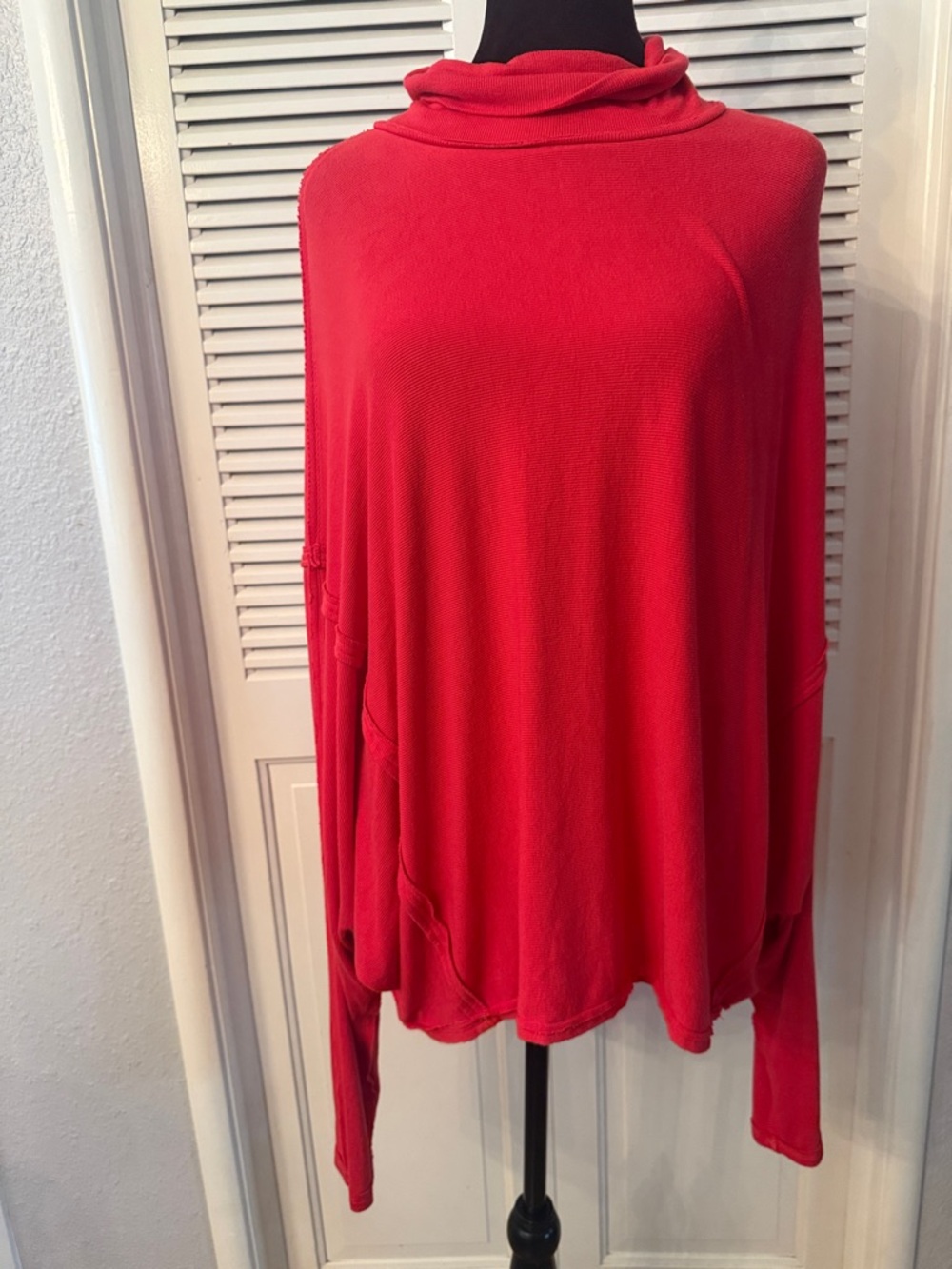 We The Free Red Draped Cowl Neck Pullover